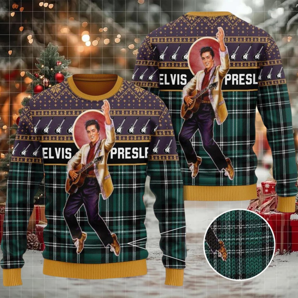 Elvis Presley Belt Buckle Sign With Rhinestone – Ugly Christmas Sweater