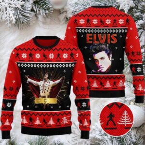 Elvis Presley For Christmas Gifts 3D Ugly Christmas Holiday Sweater