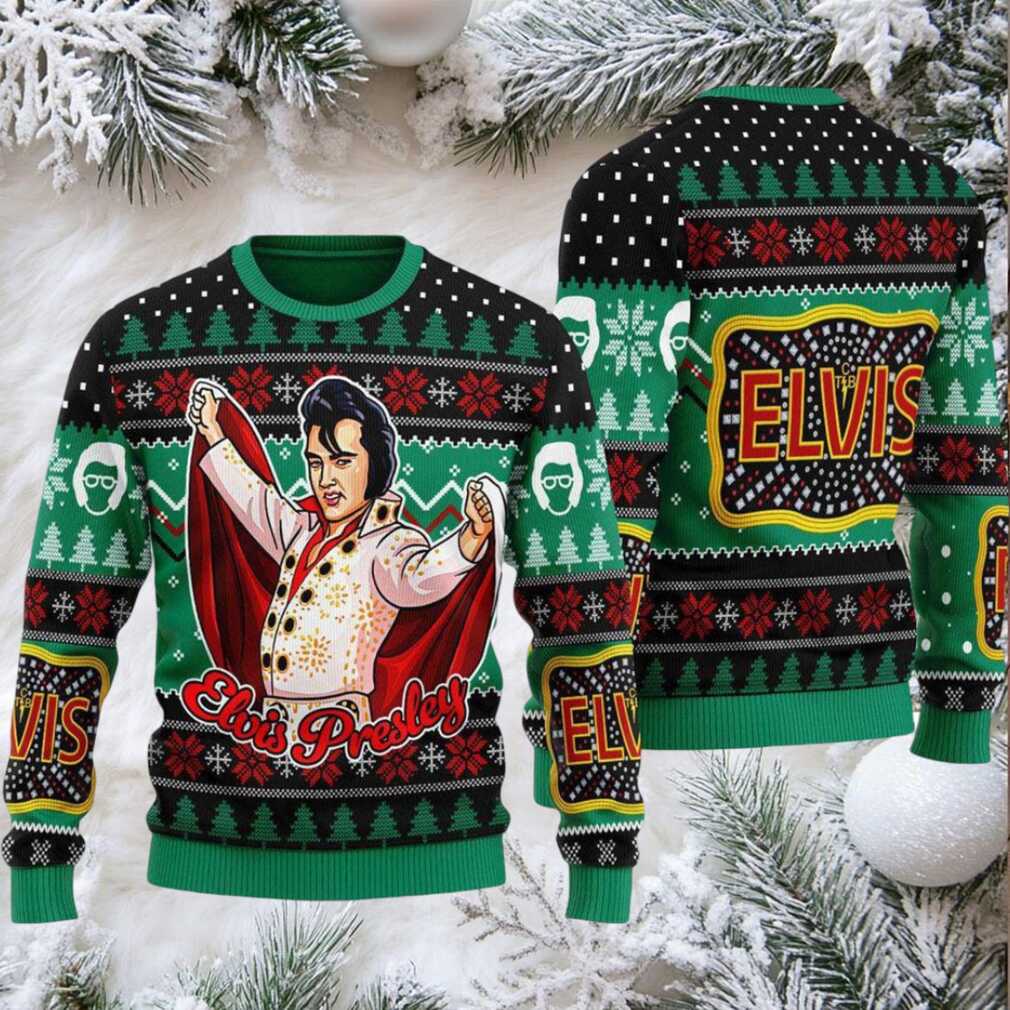 Elvis Presley Sign With Rhinestone Christmas Ugly Sweate Elvis Presley Sign With Rhinestone Christmas Ugly Sweate