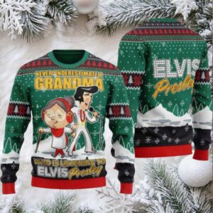 Elvis Presley With Grandma Ugly Christmas Sweater 3D Gift Idea Christmas