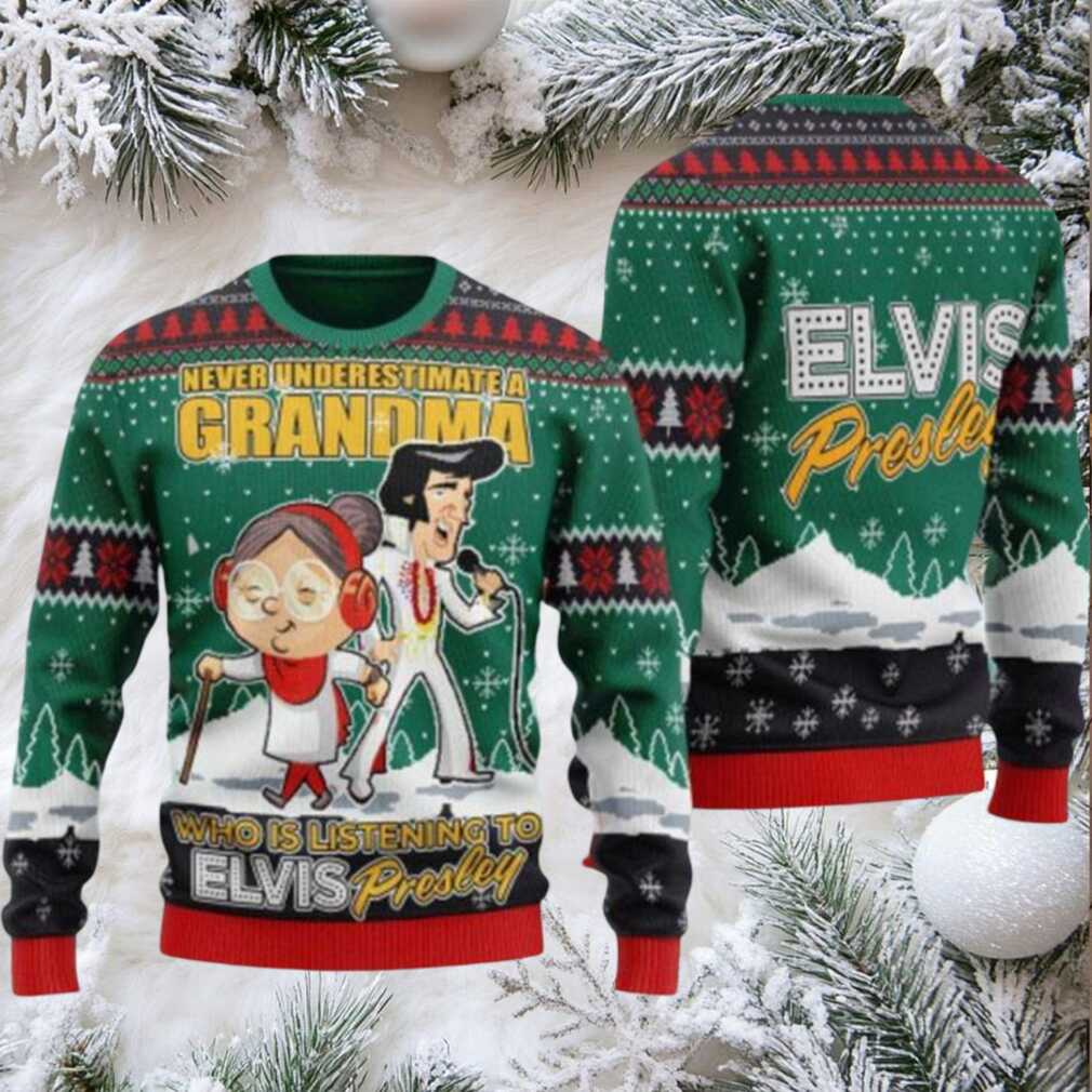 Elvis Presley With Grandma Ugly Christmas Sweater 3D Gift Idea Christmas Elvis Presley With Grandma Ugly Christmas Sweater 3D Gift Idea Christmas