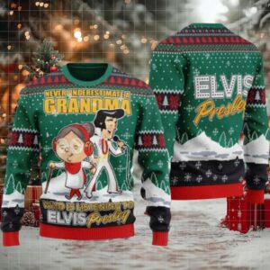 Elvis Presley With Grandma Ugly Christmas Sweater 3D Gift Idea Christmas