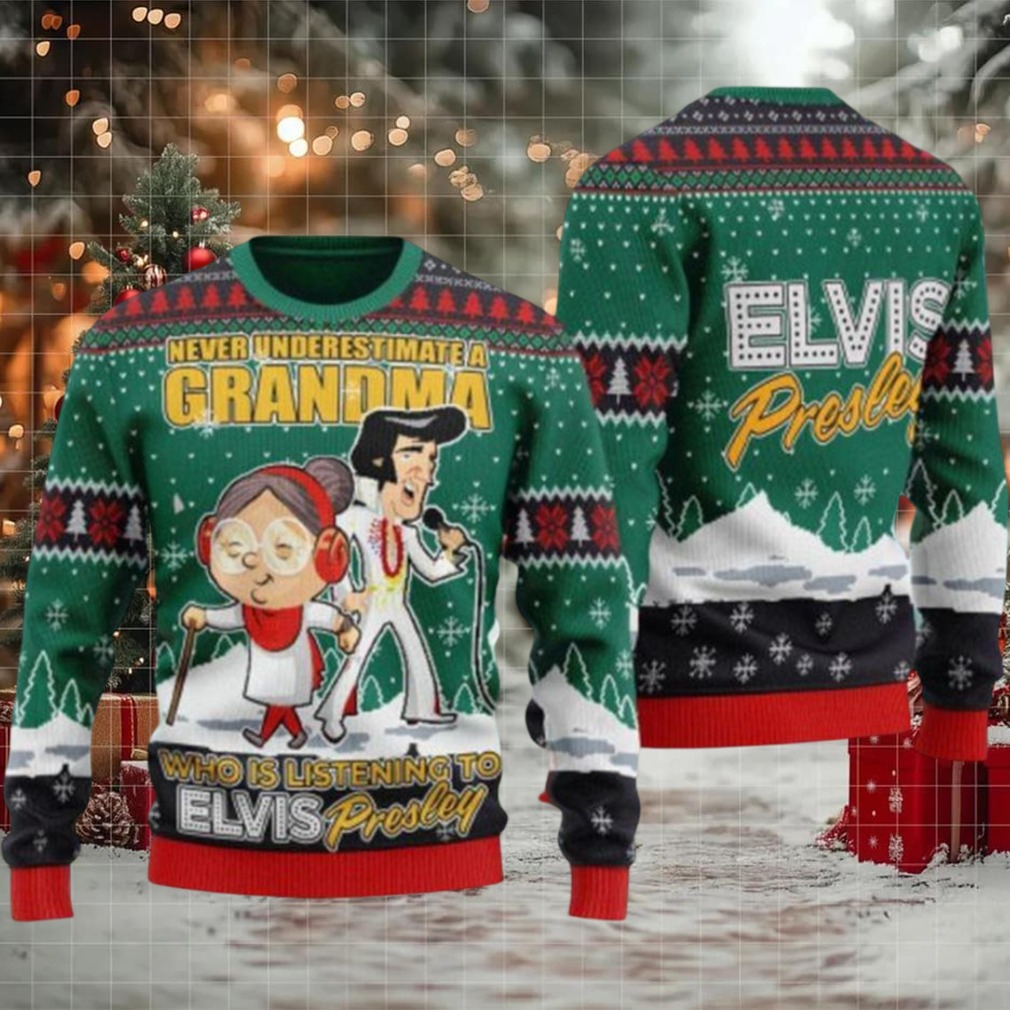 Elvis Presley With Grandma Ugly Christmas Sweater 3D Gift Idea Christmas Elvis Presley With Grandma Ugly Christmas Sweater 3D Gift Idea Christmas