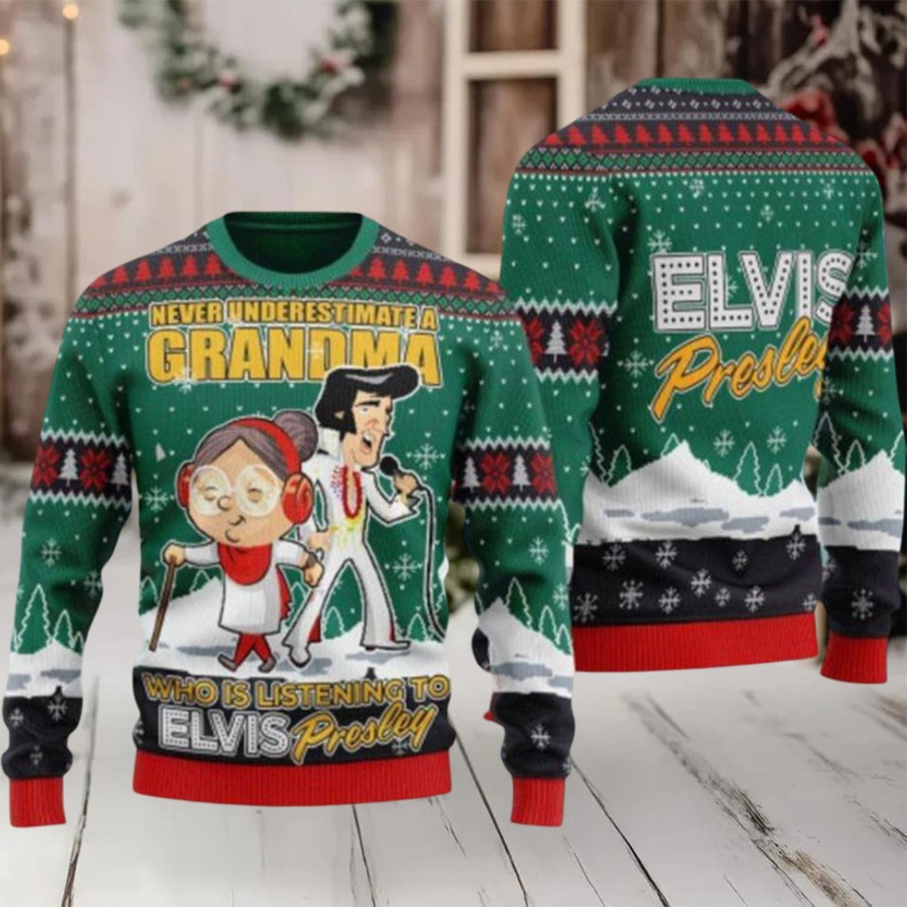 Elvis Presley With Grandma Ugly Christmas Sweater 3D Gift Idea Christmas Elvis Presley With Grandma Ugly Christmas Sweater 3D Gift Idea Christmas