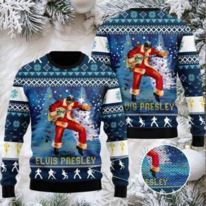 Elvis Presley With Santa Christmas Ugly Sweater 3D Gift For Men And Women