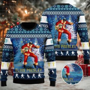 Elvis Presley With Santa Christmas Ugly Sweater 3D Gift For Men And Women