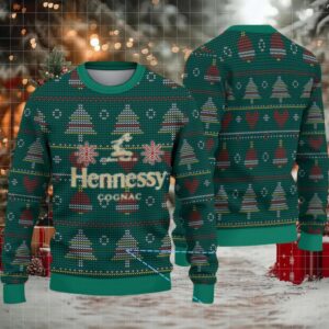 Emerald Green Christmas Tree Fair Isle Hennessy Themed Ugly Christmas Sweater