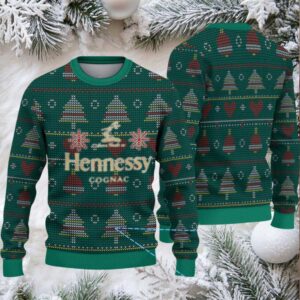 Emerald Green Christmas Tree Fair Isle Hennessy Themed Ugly Christmas Sweater