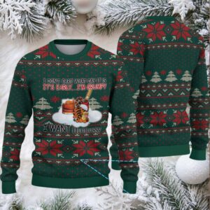 Emerald Green Poinsettia & Snowflake Hennessy Themed Ugly Christmas Sweater
