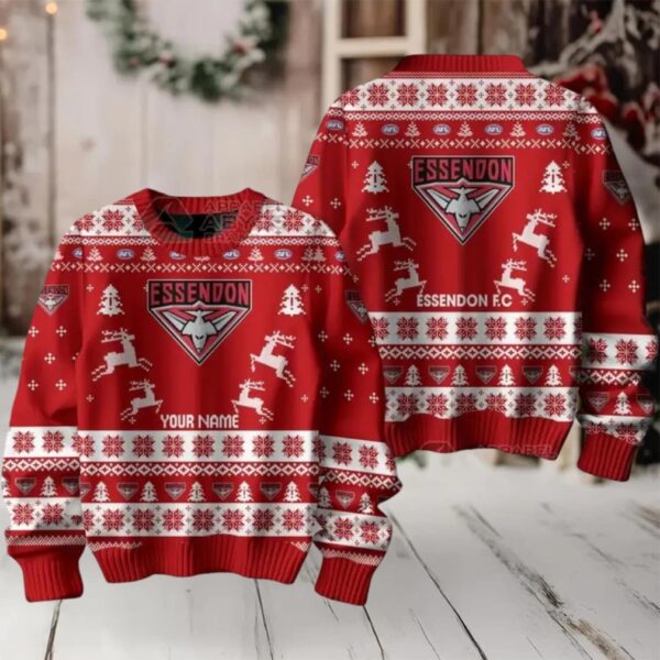 Essendon FC Custom Ugly Christmas Sweater