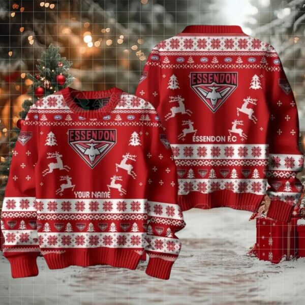 Essendon FC Custom Ugly Christmas Sweater