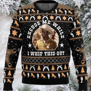 Excuse Me While I Whip This Out Blazing Saddles Ugly Christmas Sweater