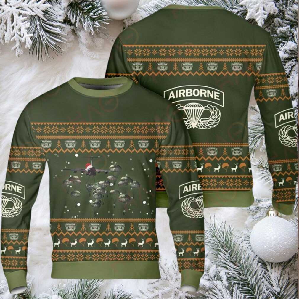 Festive Airborne Parachute Christmas Sweater – Cozy Military Holiday Apparel