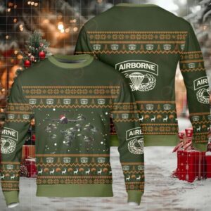 Festive Airborne Parachute Christmas Sweater – Cozy Military Holiday Apparel