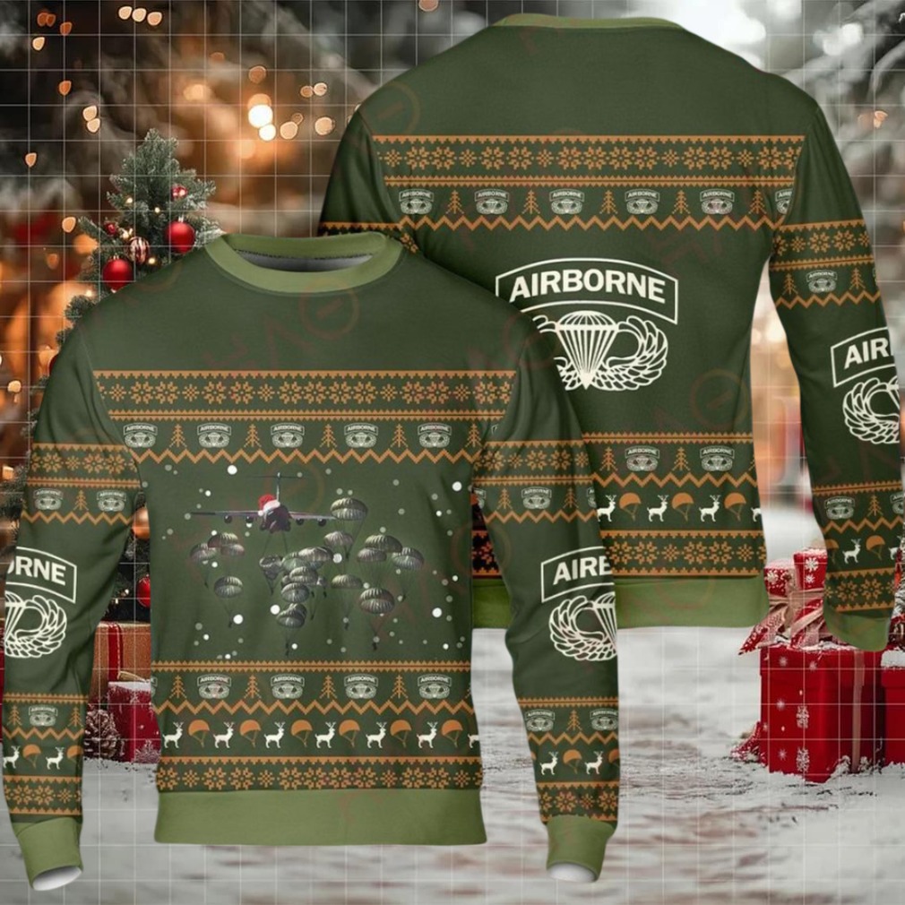 Festive Airborne Parachute Christmas Sweater – Cozy Military Holiday Apparel