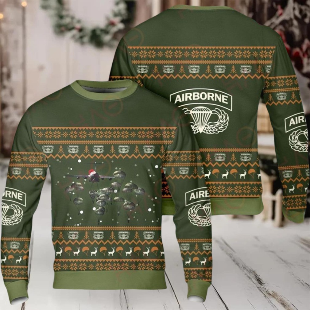 Festive Airborne Parachute Christmas Sweater – Cozy Military Holiday Apparel Festive Airborne Parachute Christmas Sweater – Cozy Military Holiday Apparel