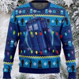 Festive Blue Sci Fi Holiday Sweater – Perfect Gift For Fans – Cozy & Stylish!