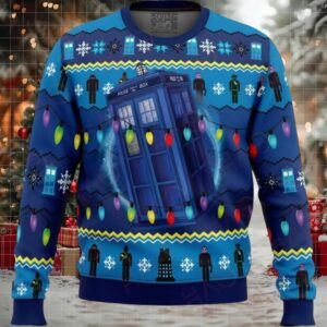 Festive Blue Sci Fi Holiday Sweater – Perfect Gift For Fans – Cozy & Stylish!