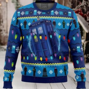 Festive Blue Sci Fi Holiday Sweater – Perfect Gift For Fans – Cozy & Stylish!