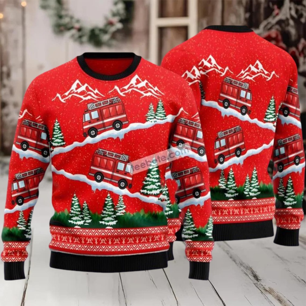 Fire Truck Drove Downhill Ugly Christmas Sweater Red Family Fire Truck Drove Downhill Ugly Christmas Sweater Red Family