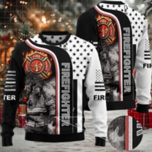 Firefighter Awesome Ugly Christmas Sweater Christmas Crewneck Sweater