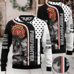 Firefighter Awesome Ugly Christmas Sweater Christmas Crewneck Sweater
