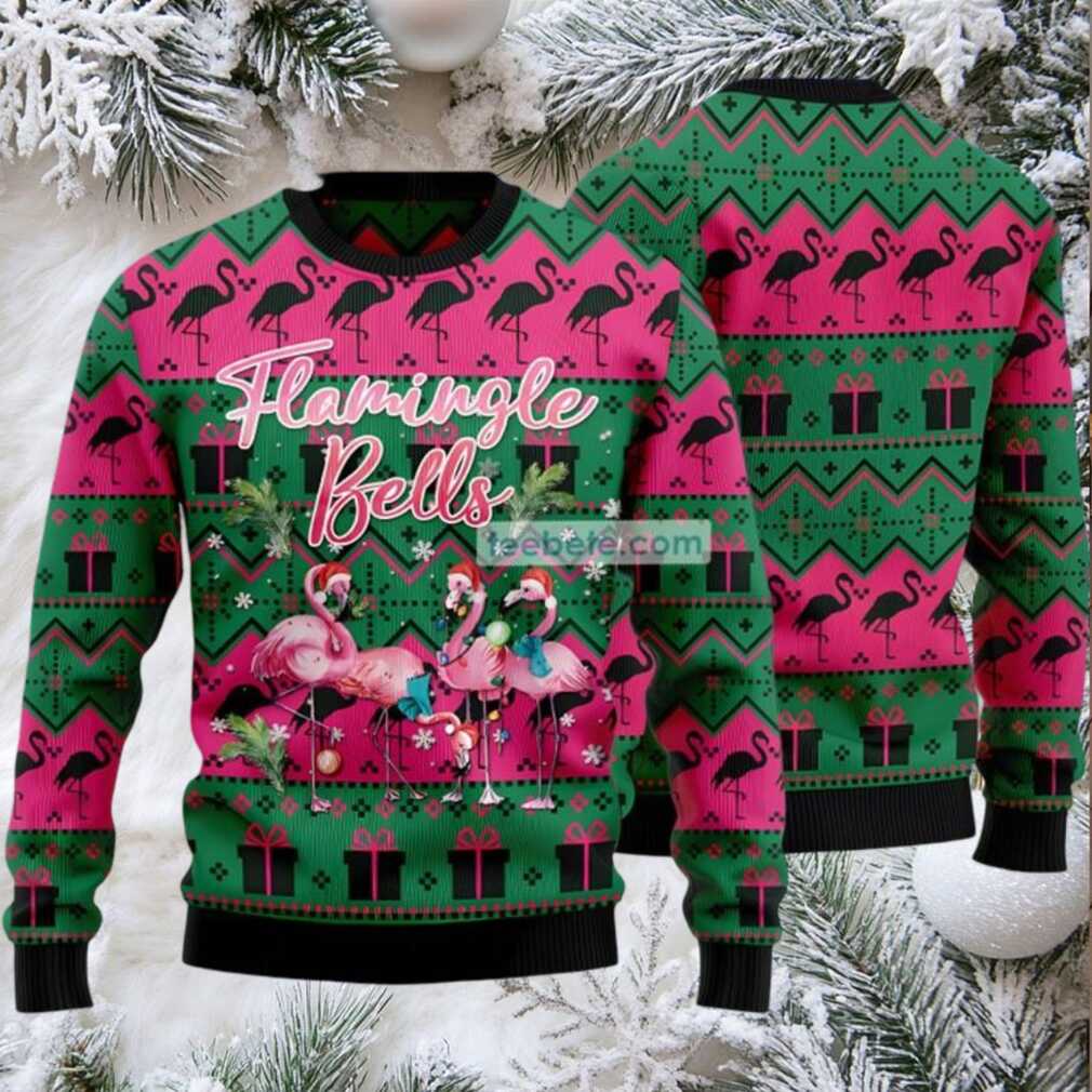Flamingle Bells Ugly Christmas Sweater Green Family Flamingle Bells Ugly Christmas Sweater Green Family