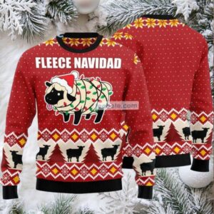 Fleece Navidad Sheep Ugly Christmas Sweater Womens Xmas Light