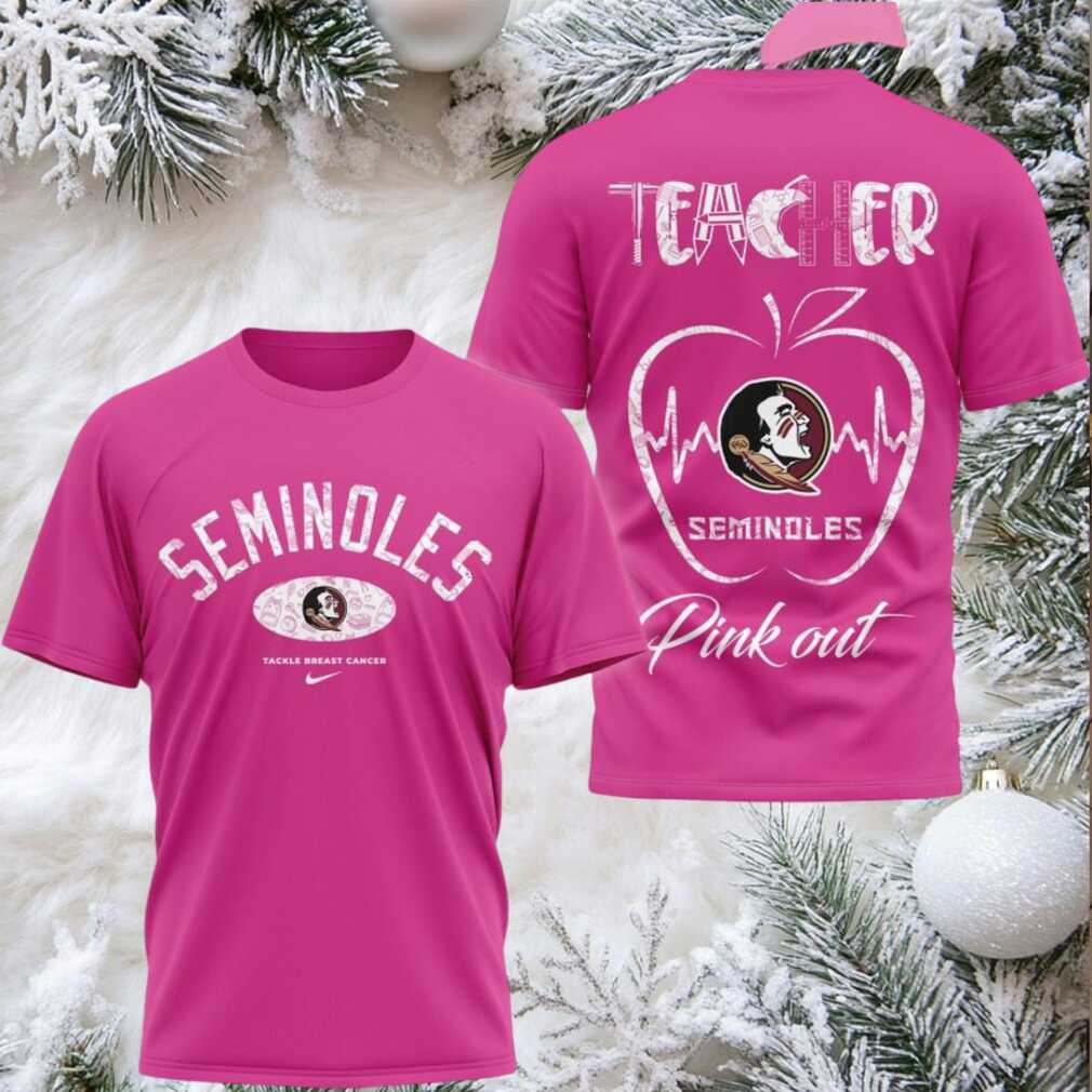 Florida State Seminoles 2025 NCAA Teacher Tackle Breast Cancer Unisex 3D Shirt Florida State Seminoles 2025 NCAA Teacher Tackle Breast Cancer Unisex 3D Shirt