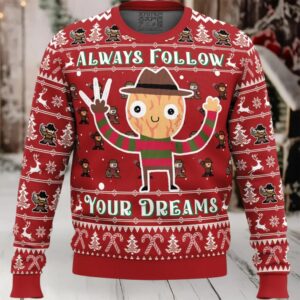 Follow Your Dreams Nightmare on Elm Street Ugly Christmas Sweater