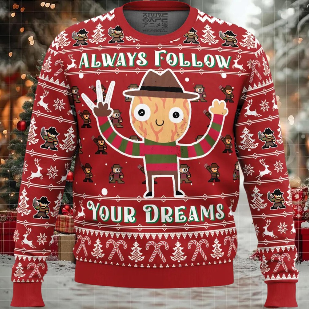 Follow Your Dreams Nightmare on Elm Street Ugly Christmas Sweater Follow Your Dreams Nightmare on Elm Street Ugly Christmas Sweater