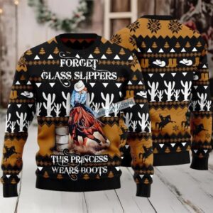 Forget Glass Slippers Cowboy Ugly Christmas Sweater Black Big And Tall