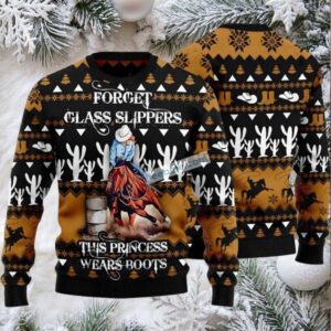 Forget Glass Slippers Cowboy Ugly Christmas Sweater Black Big And Tall