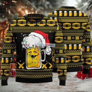 Fun Beer Face Ugly Christmas Sweater Xmas Light Vacation