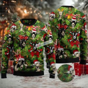 Funny Goats Xmasll Bell Ugly Christmas Sweater Ladies