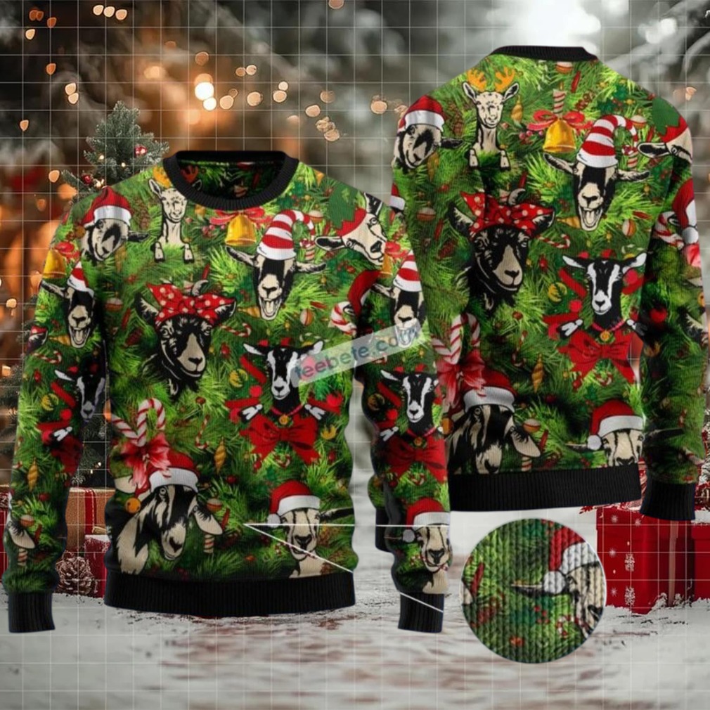 Funny Goats Xmasll Bell Ugly Christmas Sweater Ladies