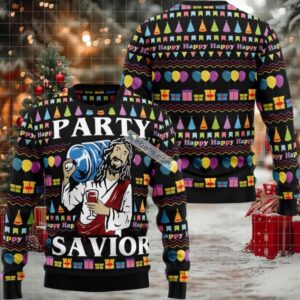 Funny Jesuss Party Savior Ugly Christmas Sweater Naughty