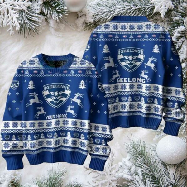 Geelong FC Custom Ugly Christmas Sweater