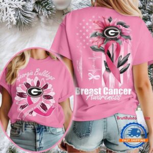 Georgia Bulldogs 2025 NCAA Breast Cancer Sunflowers Unisex 3D Shirt