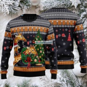 Giraffe Wear Christmas Wreath Ugly Sweater