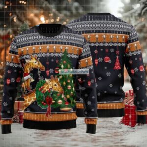 Giraffe Wear Christmas Wreath Ugly Sweater