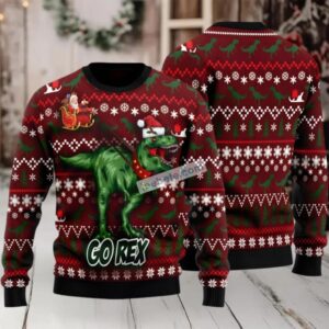 Go Rex Replace Reindeer Ugly Christmas Sweater Red Best