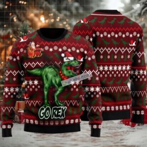Go Rex Replace Reindeer Ugly Christmas Sweater Red Best