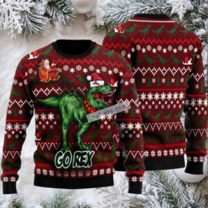 Go Rex Replace Reindeer Ugly Christmas Sweater Red Best