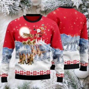 Golden Retriever Santa Claus Ugly Christmas Sweater Red Mens