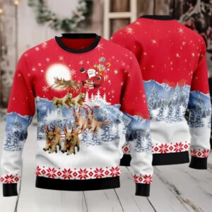Golden Retriever Santa Claus Ugly Christmas Sweater Red Mens