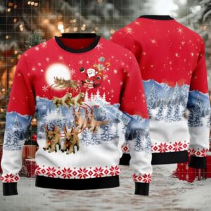 Golden Retriever Santa Claus Ugly Christmas Sweater Red Mens