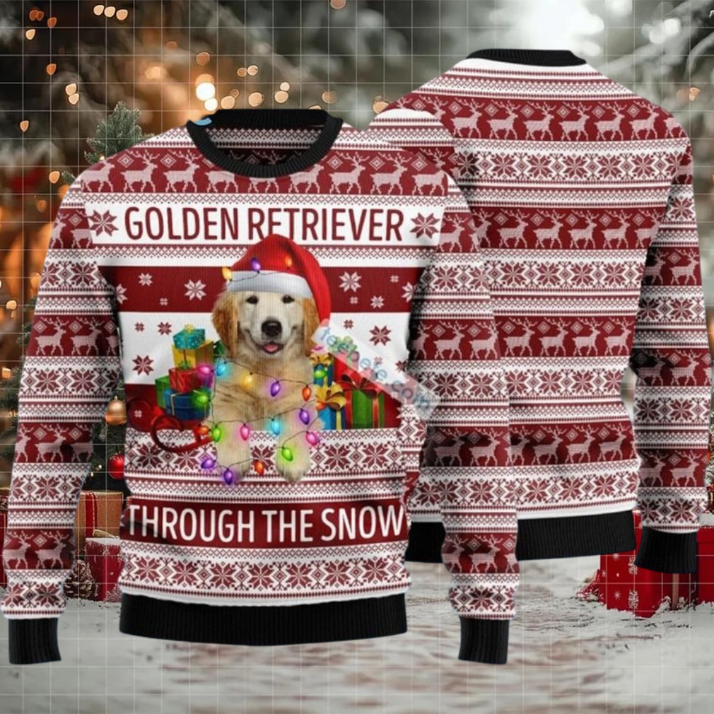 Golden Retriever Through The Snow Ugly Christmas Sweater Cute