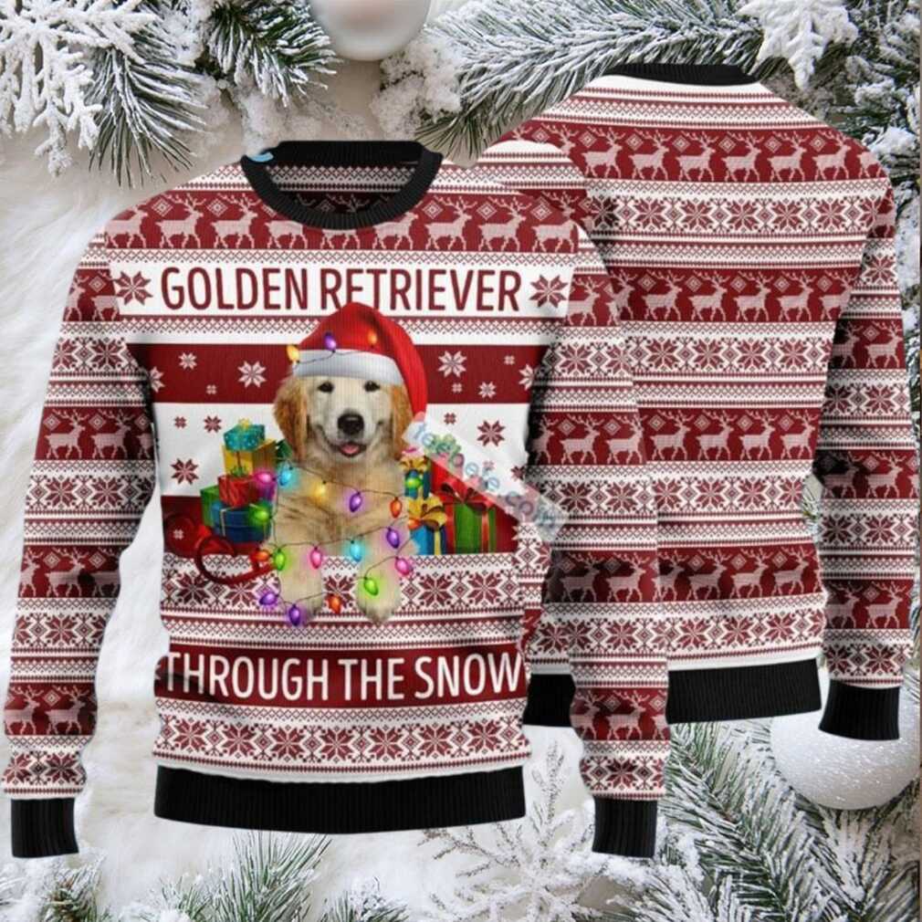 Golden Retriever Through The Snow Ugly Christmas Sweater Cute Golden Retriever Through The Snow Ugly Christmas Sweater Cute