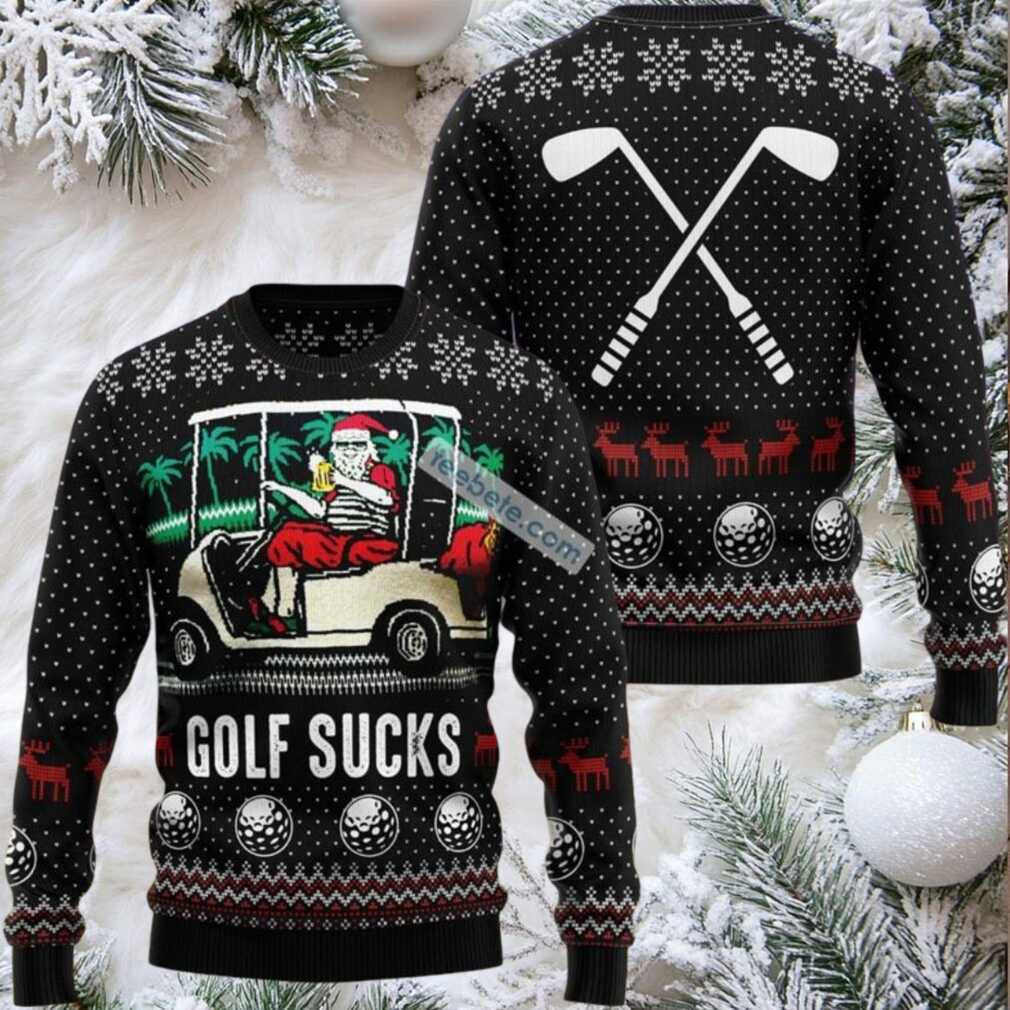 Golf Sucks Santa Claus Beer Ugly Christmas Sweater Plus Size